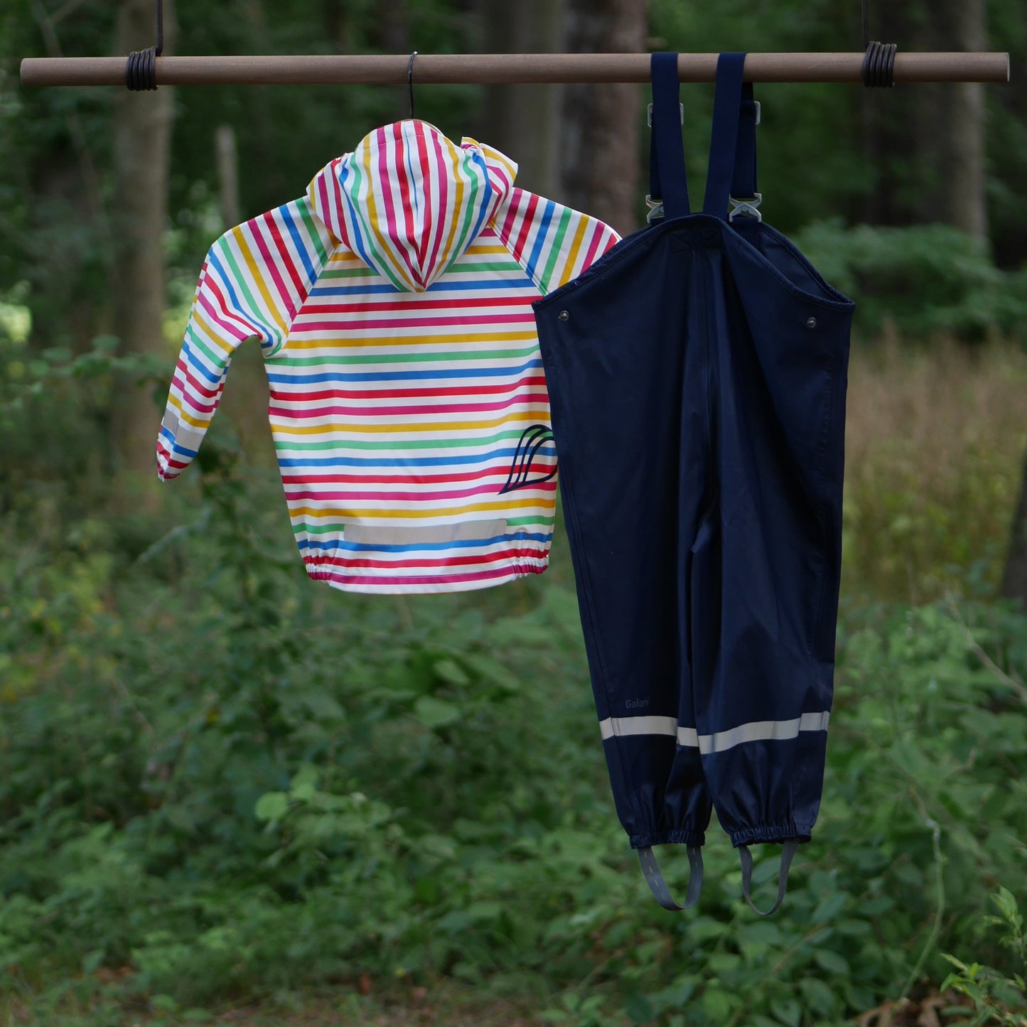 Slaskeman Printed Kids Rain Set - Rainbow Simple Stripe - Size 90 (2 yr)