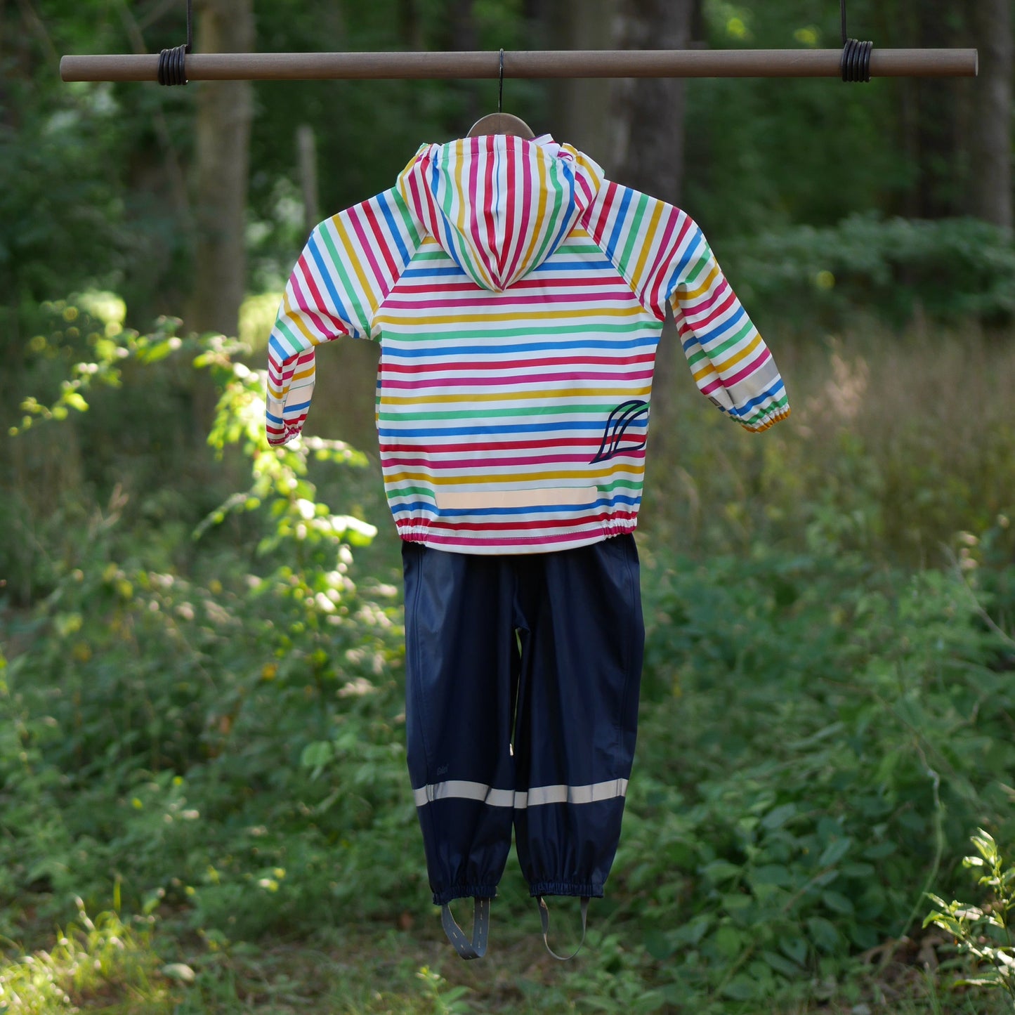 Slaskeman Printed Kids Rain Set - Rainbow Simple Stripe - Size 90 (2 yr)