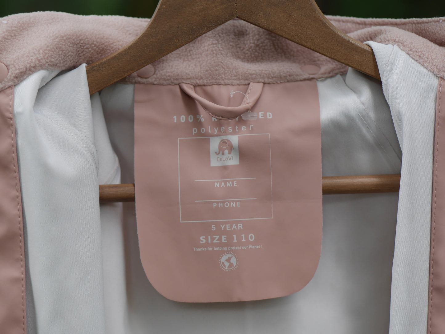Eco Rain Coat - Misty Rose- Size 110 (5 yr)